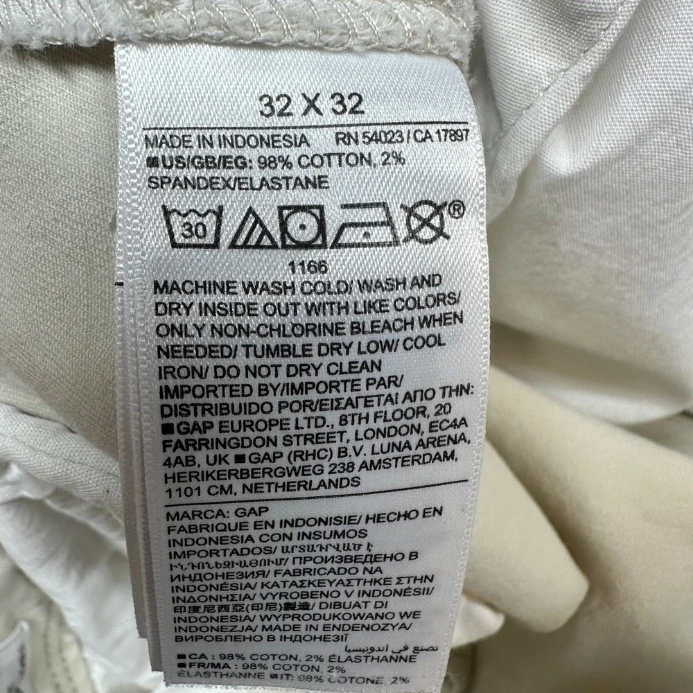 GAP Essential Straight Cargo Pant Mens 32x32 Cream Khaki Utility Twill